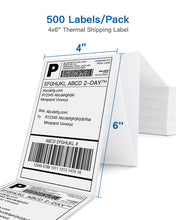 Load image into Gallery viewer, Thermal Labels, POLONO 4" x 6" Direct Thermal Shipping Labels (Pack of 500), Perforated Fanfold Labels Compatible with Label Printer, MUNBYN, Rollo, IDPRT SP420, SP410, POLONO PL60, Commercial Grade