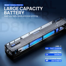 Load image into Gallery viewer, POLONO Portable Printer Wireless for Travel, D810 Bluethooth Thermal Printer Support for 8.5"x11" US Letter