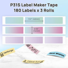 Load image into Gallery viewer, POLONO Genuine P31S Label Maker Tape, Self-Adhesive Label Tape, 14x40mm(0.55"x1.57"), Compatible with P31S Label Maker, 540 Labels/3 Roll, Nebula/Galaxy Series Pattern