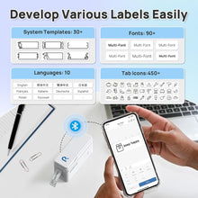 Load image into Gallery viewer, POLONO Genuine P31S Label Maker Tape, Adapted Print Paper, 15x40mm(0.59"x1.57"), Compatible With P31S Label Maker, 180 Labels, transparent
