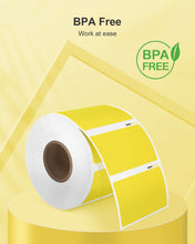 Load image into Gallery viewer, POLONO 2.25”x1.25” Direct Thermal Label, Perforated Sticker Labels for Addresses, UPC Barcodes, Adhesive Multipurpose Compatible with Zebra, Dymo, Rollo Label Printers, BPA Free (1000 Labels, Yellow)