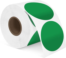 Load image into Gallery viewer, POLONO 2" Green Circle Thermal Sticker Labels, Self-Adhesive Stickers Labels, Round Thermal Labels for Address, Shipping, DIY Logo Design, QR Code, Compatible with Munbyn, Zebra, Rollo (750 Labels)
