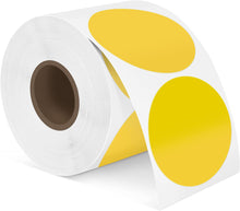 Load image into Gallery viewer, POLONO 2" Yellow Circle Thermal Sticker Labels, Self-Adhesive Stickers Labels, Round Thermal Labels for Address, Shipping, DIY Logo Design, QR Code, Compatible with Munbyn, Zebra, Rollo (750 Labels)