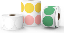 Load image into Gallery viewer, POLONO 2" Color Circle Direct Thermal Labels, Self-Adhesive Thermal Stickers Labels, Thermal Printer Labels for Address, Shipping, DIY Design, QR Code, White/Pink/Yellow/Green, 3000 Labels/4 Rolls