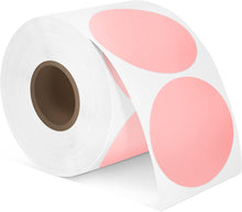 Load image into Gallery viewer, POLONO 2" Pink Circle Direct Thermal Labels, Self-Adhesive Thermal Stickers Labels, Thermal Printer Labels for Address, Shipping, DIY Design, QR Code, Compatible with Munbyn, Zebra, Rollo (750 Labels)