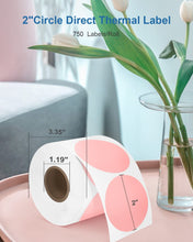 Load image into Gallery viewer, POLONO 2" Color Circle Direct Thermal Labels, Self-Adhesive Thermal Stickers Labels, Thermal Printer Labels for Address, Shipping, DIY Design, QR Code, White/Pink/Yellow/Green, 3000 Labels/4 Rolls