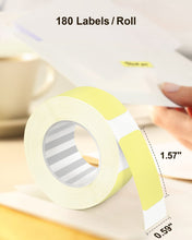 Load image into Gallery viewer, POLONO Thermal Label Maker Tape Adapted P10 Label Maker, Standard Laminated Office Labeling, 15mmx40mm/0.5x1.57inch, 180 Labels/Roll, P10 Thermal Printing Label Paper (Yellow)