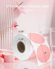 Load image into Gallery viewer, POLONO 2" Pink Circle Direct Thermal Labels, Self-Adhesive Thermal Stickers Labels, Thermal Printer Labels for Address, Shipping, DIY Design, QR Code, Compatible with Munbyn, Zebra, Rollo (750 Labels)