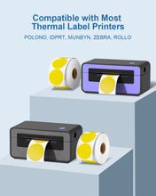 Load image into Gallery viewer, POLONO 2" Yellow Circle Thermal Sticker Labels, Self-Adhesive Stickers Labels, Round Thermal Labels for Address, Shipping, DIY Logo Design, QR Code, Compatible with Munbyn, Zebra, Rollo (750 Labels)