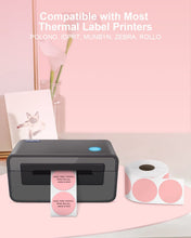 Load image into Gallery viewer, POLONO 2" Pink Circle Direct Thermal Labels, Self-Adhesive Thermal Stickers Labels, Thermal Printer Labels for Address, Shipping, DIY Design, QR Code, Compatible with Munbyn, Zebra, Rollo (750 Labels)