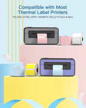 Load image into Gallery viewer, POLONO 2.25”x 1.25” Direct Thermal Label, Perforated Sticker Labels for Address, UPC Barcodes, Adhesive Compatible with Zebra, Dymo, Rollo Label Printers, White/Pink/Yellow/Blue, 3000 Labels/4 Rolls