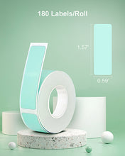 Load image into Gallery viewer, POLONO Thermal Label Maker Tape Adapted P10 Label Maker, Standard Laminated Office Labeling, 15mmx40mm/0.5x1.57inch, 180 Labels/Roll, P10 Thermal Printing Label Paper (Green)