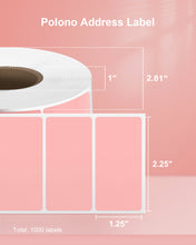 Load image into Gallery viewer, POLONO 2.25”x1.25” Direct Thermal Label, Self-Adhesive Address Shipping Thermal Stickers, UPC Barcodes, Adhesive Multi-Purpose Labels Compatible with Zebra & Rollo Label Printers (1000 Labels, Pink)