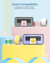 Load image into Gallery viewer, POLONO 2" Color Circle Direct Thermal Labels, Self-Adhesive Thermal Stickers Labels, Thermal Printer Labels for Address, Shipping, DIY Design, QR Code, White/Pink/Yellow/Green, 3000 Labels/4 Rolls