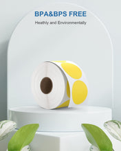 Load image into Gallery viewer, POLONO 2" Yellow Circle Thermal Sticker Labels, Self-Adhesive Stickers Labels, Round Thermal Labels for Address, Shipping, DIY Logo Design, QR Code, Compatible with Munbyn, Zebra, Rollo (750 Labels)