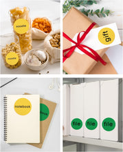 Load image into Gallery viewer, POLONO 2" Color Circle Direct Thermal Labels, Self-Adhesive Thermal Stickers Labels, Thermal Printer Labels for Address, Shipping, DIY Design, QR Code, White/Pink/Yellow/Green, 3000 Labels/4 Rolls