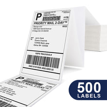 Load image into Gallery viewer, Polono 4"x6" Direct Thermal Shipping Labels, Perforated Postage Thermal Shipping Labels Compatible with MUNBYN, Rollo, Zebra, Fan-Fold Labels, Permanent Adhesive, Commercial Grade, 500 Labels