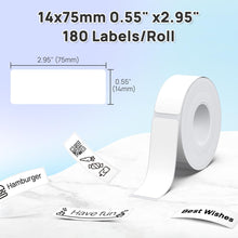 Load image into Gallery viewer, POLONO Genuine P31S Label Maker Tape, 14x75mm(0.55&quot;x2.95&quot;), Compatible with P31S Label Maker, 180 Labels, White
