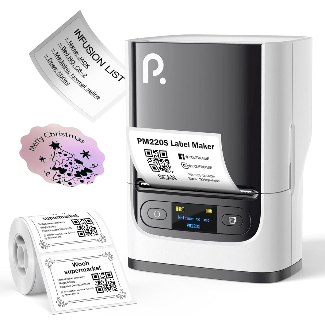 POLONO PM220S Label Maker, Barcode Label Printer Bluetooth Portable Th ...