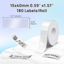Load image into Gallery viewer, POLONO Genuine P31S Label Maker Tape, Adapted Print Paper, 15x40mm(0.59&quot;x1.57&quot;), Compatible With P31S Label Maker, 180 Labels, transparent
