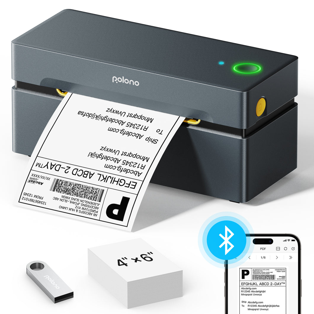 POLONO PL80e Bluetooth Thermal Shipping Label Printer, Grey