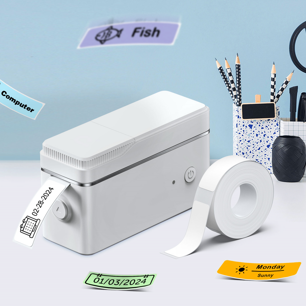 FLEXYVA P31S Label Maker Machine with Tape, Portable Thermal Printer, Bluetooth Label Printer for Organizing storage in offices and home, Sticker Maker Mini Label Maker with Multiple Templates, White