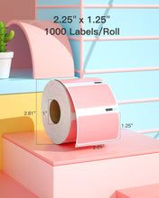 Load image into Gallery viewer, POLONO 2.25”x1.25” Direct Thermal Label, Perforated Sticker Labels for Address, UPC Barcodes, Adhesive Multipurpose Labels Compatible with Zebra,Dymo, Rollo and More Label Printers (1000 Labels, Pink) Visit the POLONO Store
