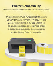 Load image into Gallery viewer, POLONO 2.25”x1.25” Direct Thermal Label, Perforated Sticker Labels for Addresses, UPC Barcodes, Adhesive Multipurpose Compatible with Zebra, Dymo, Rollo Label Printers, BPA Free (1000 Labels, Yellow)
