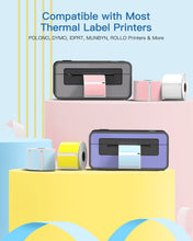 Load image into Gallery viewer, POLONO 2.25”x 1.25” Direct Thermal Label, Perforated Sticker Labels for Address, UPC Barcodes, Adhesive Compatible with Zebra, Dymo, Rollo Label Printers, White/Pink/Yellow/Blue, 3000 Labels/4 Rolls
