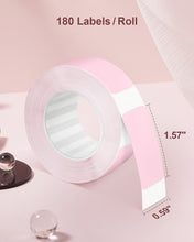 Load image into Gallery viewer, POLONO Thermal Label Maker Tape Adapted P10 Label Maker, Standard Laminated Office Labeling, 15mmx40mm/0.5x1.57inch, 180 Labels/Roll, P10 Thermal Printing Label Paper (Pink)
