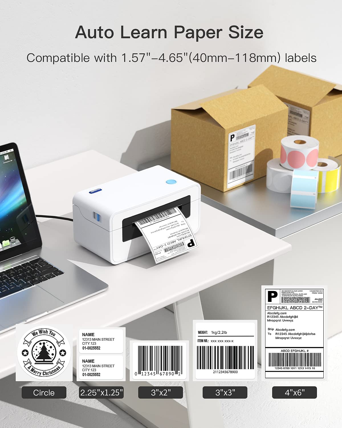 POLONO PL60 150mm/s 4x6 Thermal Shipping Label Printer polono