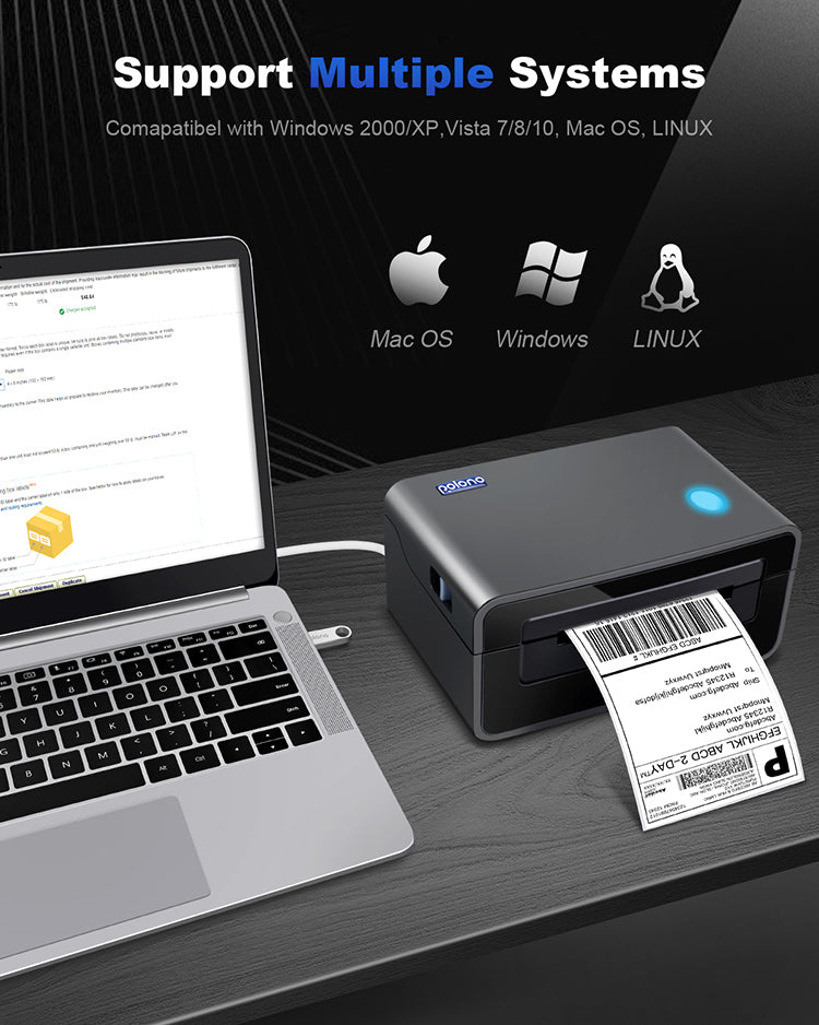 POLONO PL60 150mm/s 4x6 Thermal Shipping Label Printer polono