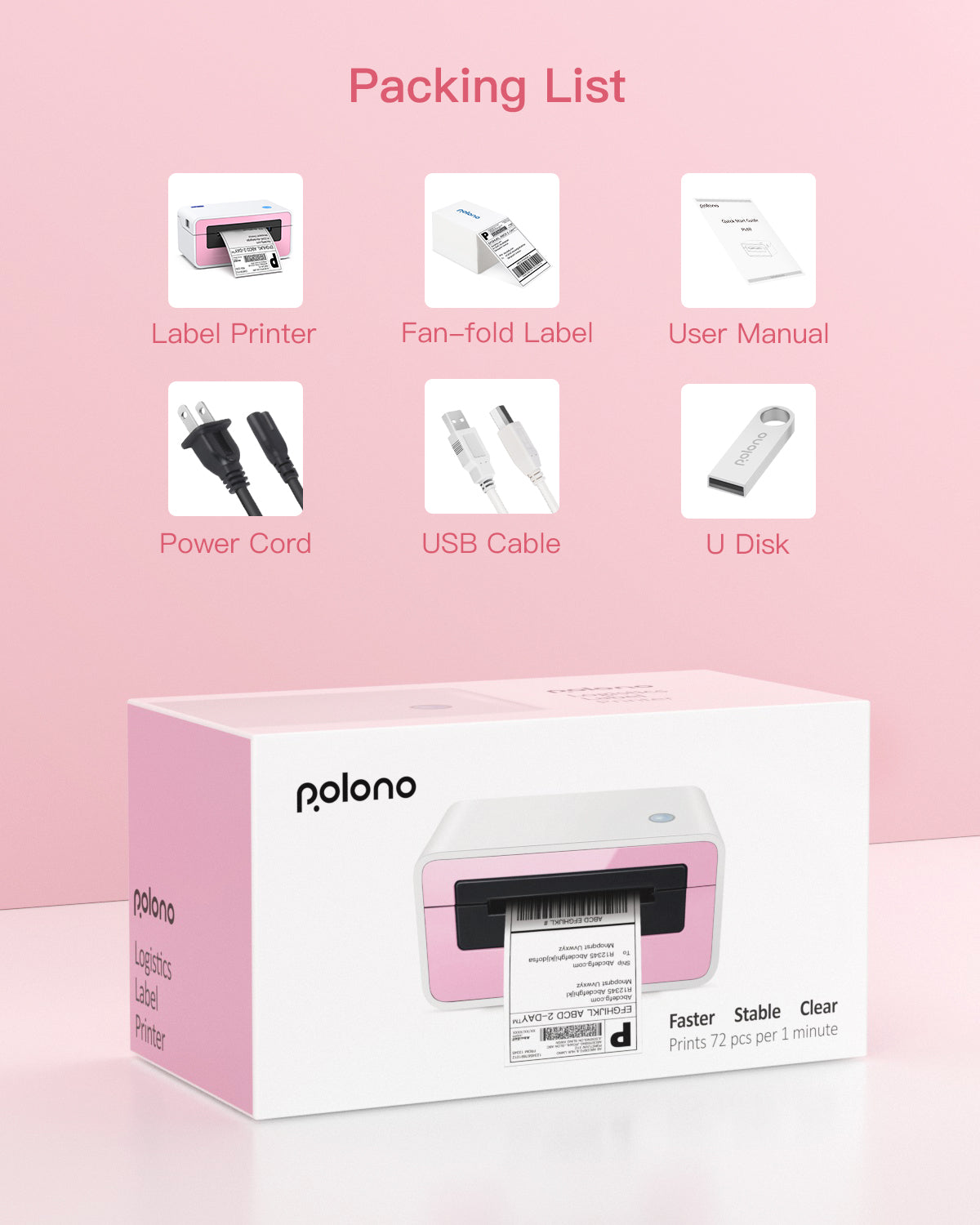 POLONO PL60 150mm/s 4x6 Thermal Shipping Label Printer polono