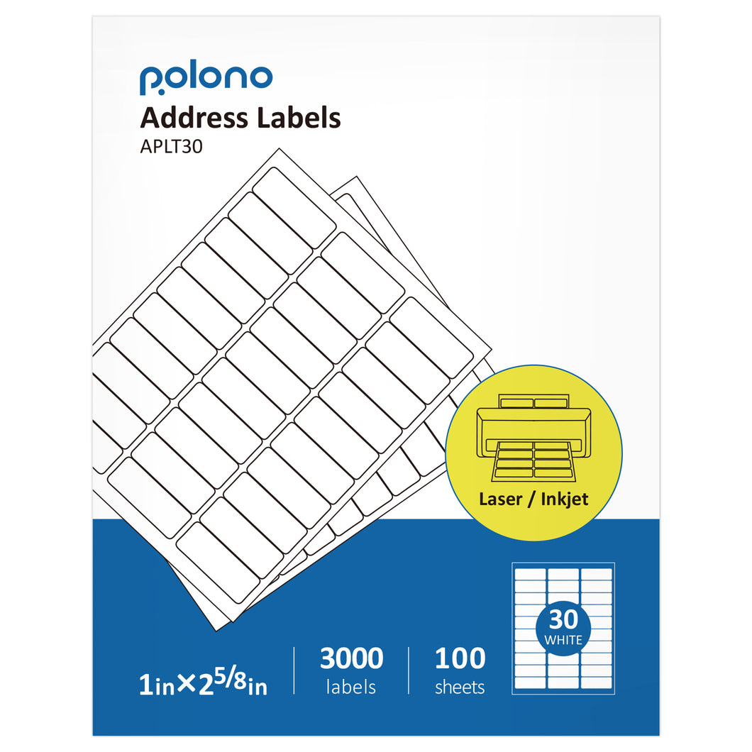 Address Labels, Shipping Labels for Inkjet & Laser Printers, POLONO Mailing Address Labels with 1