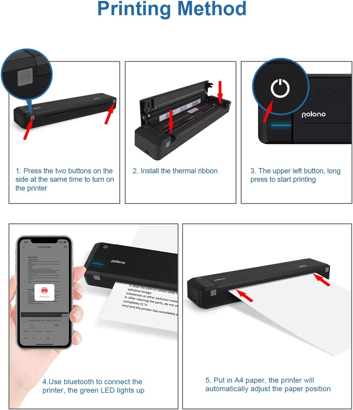 POLONO MT800 2.0 Wireless Bluetooth Thermal Printer – polono